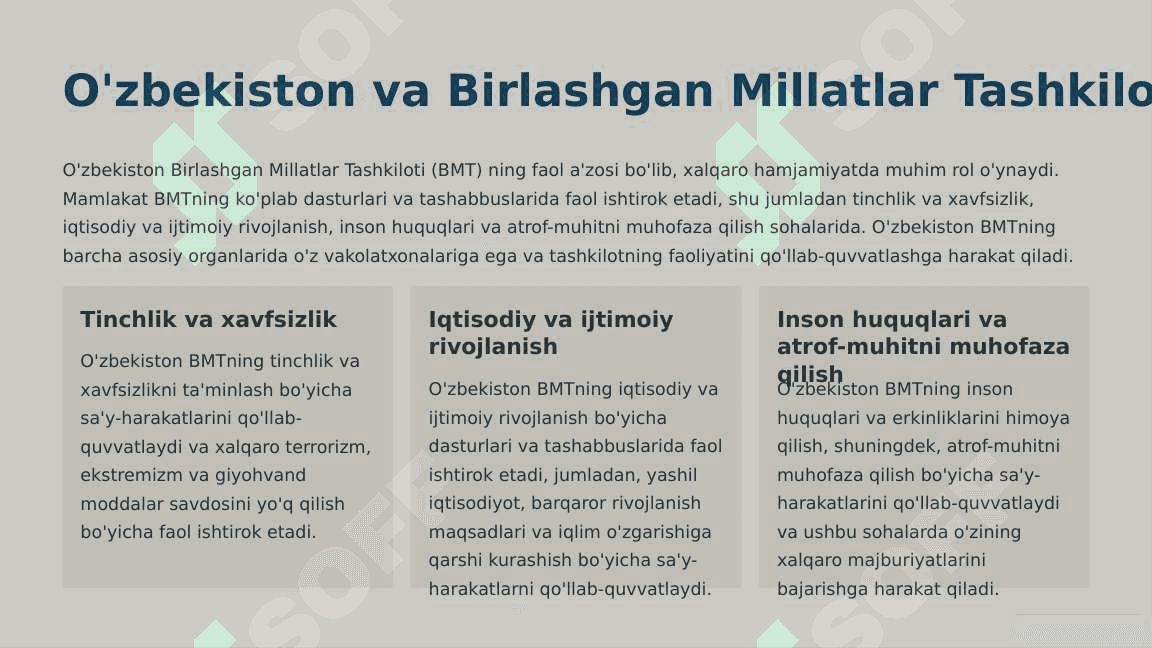 O'zbekistonning xalqaro tashkilotlar bilan aloqalari 2