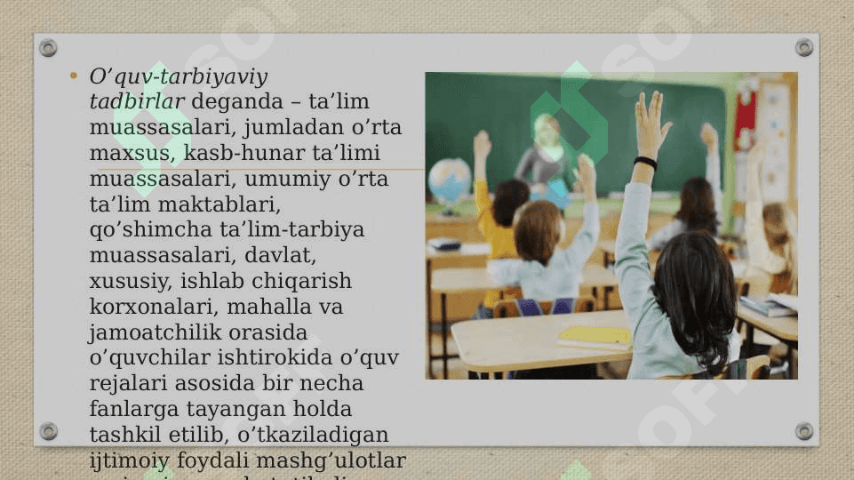 Tarbiyaviy ishlarni tashkil etishda senariy tuzish metodi 3