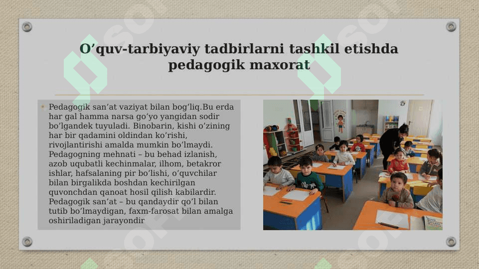 Tarbiyaviy ishlarni tashkil etishda senariy tuzish metodi 6