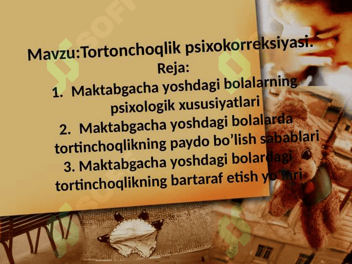 Tortonchoqlik psixokorreksiyasi. 2