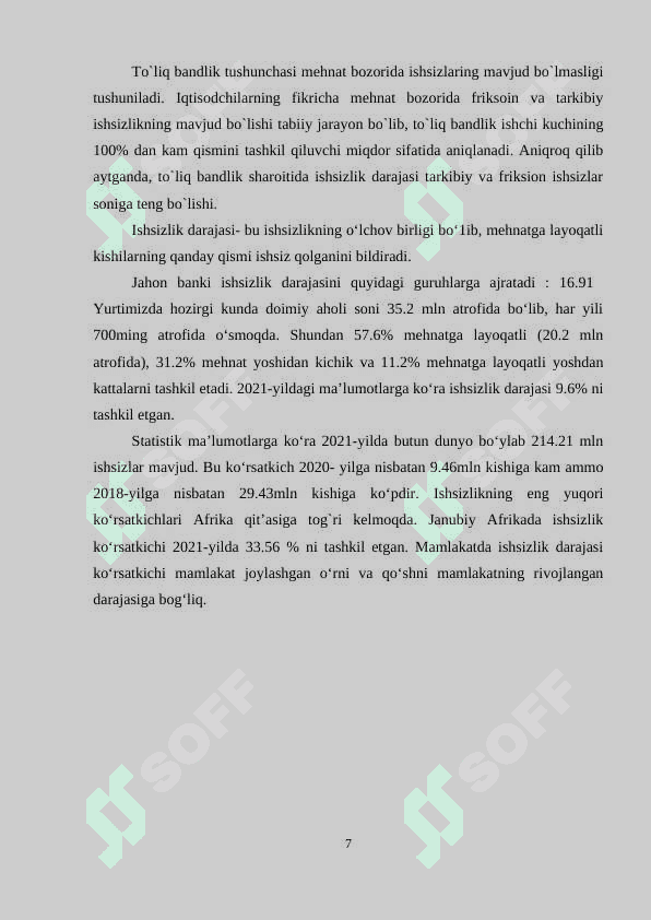 Global ishsizlik muammosi va uning ko’rsatkichlari 7
