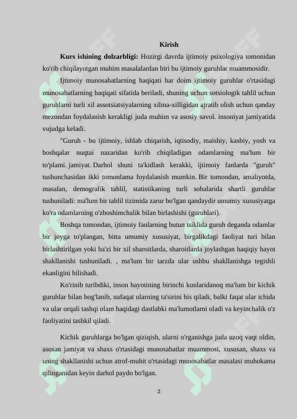 Kichik guruhlar psixologiyasi 2