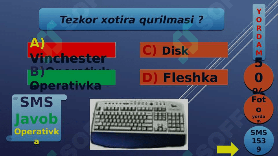 kompyuter qurilmalari savol javob o'yin dastur 3