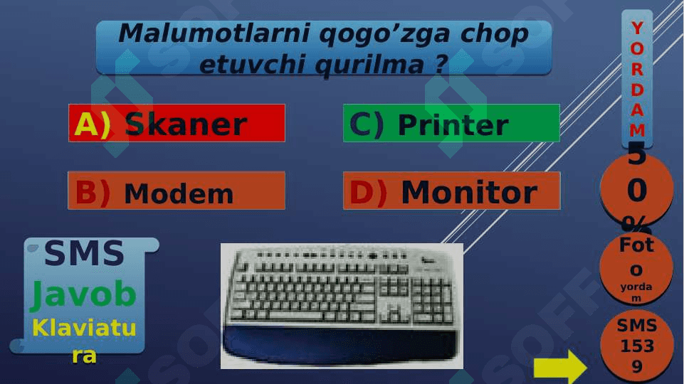 kompyuter qurilmalari savol javob o'yin dastur 4