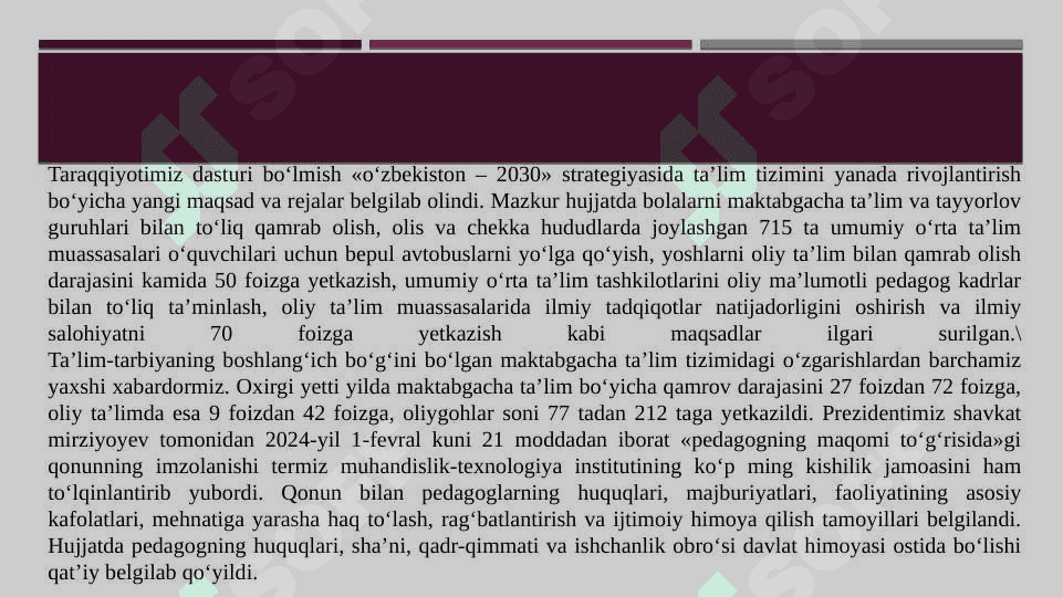 O’zbekiston Respublikasi ta’lim tizimidagi islohotlar 8