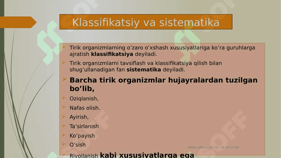 Tirik organizmlar klassifikatsiyasi 2