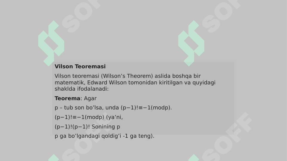 Vilson teoremasi 4