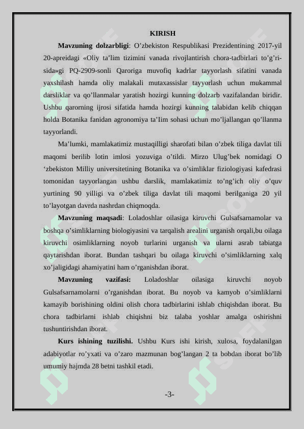 Gulsafsardoshlar oilasi 3