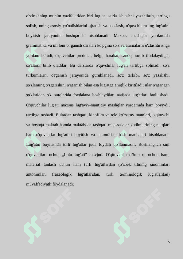 Lug’at ustida ishlash metodikasi.  Maktabda lug’at ustida ishlashning asosiy yo‘nalishlari 5