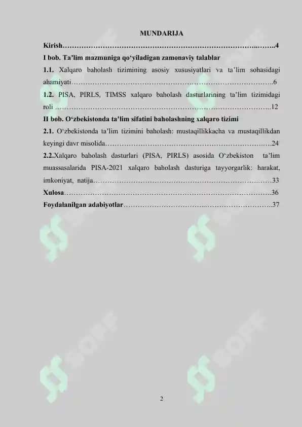 Ta’lim sifatini baholashning xalqaro tizimi 2