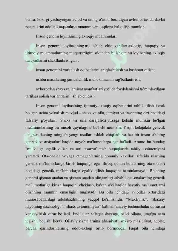 Tibbiyot genetikasi sohasidagi yutuqlar, muammolar va istiqbollar haqida 4