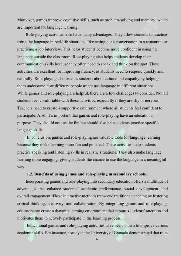 The Role of Games and Role-Playing in Teaching English in Secondary Schools 6