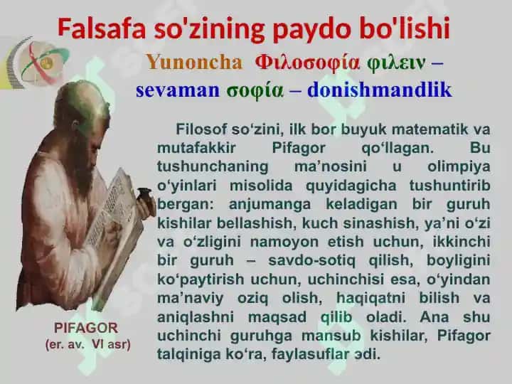 Falsafa fanining predmeti, mazmuni va jamiyatdagi o`rni 5