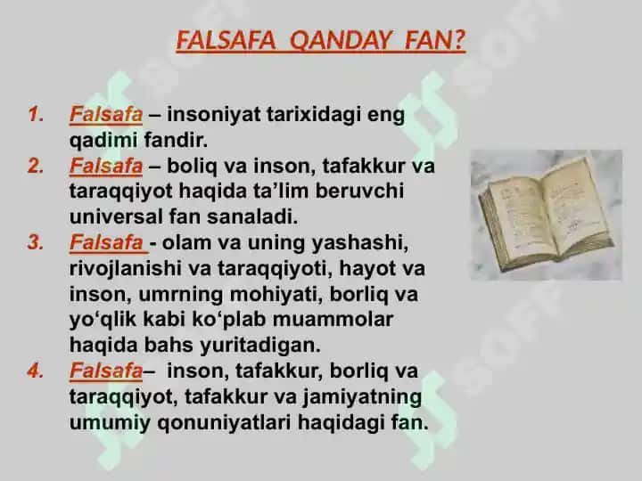 Falsafa fanining predmeti, mazmuni va jamiyatdagi o`rni 6