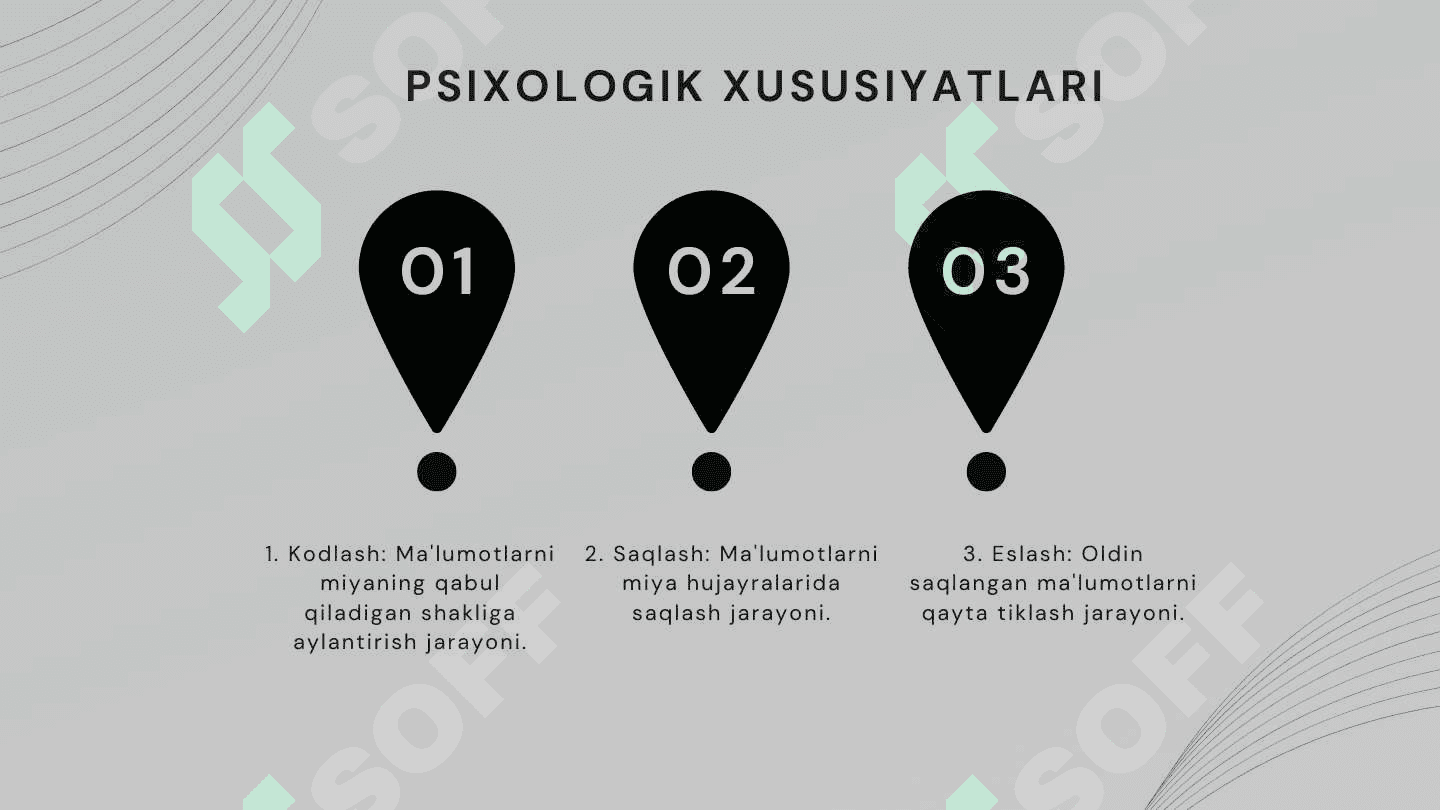 BILISH JARAYONLARI. SEZGI, IDROK. DIQQAT VA XOTIRANING PSIXOLOGIK XUSUSIYATLARI 7