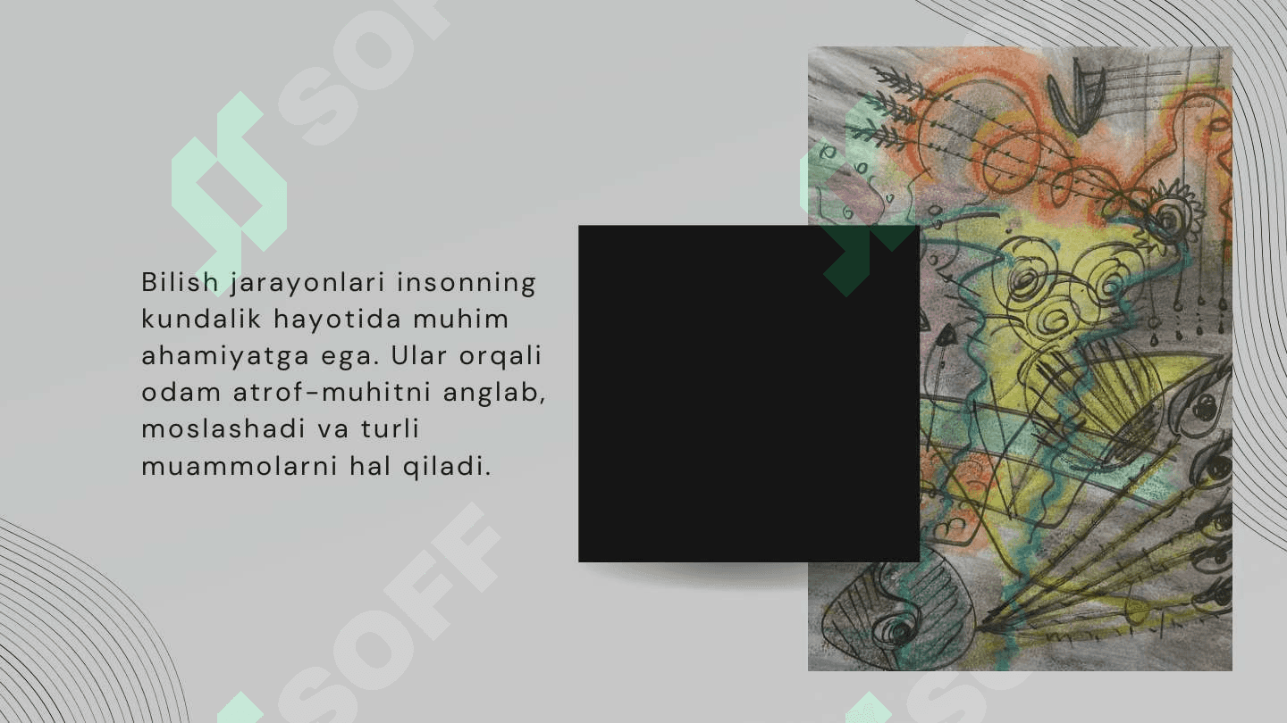 BILISH JARAYONLARI. SEZGI, IDROK. DIQQAT VA XOTIRANING PSIXOLOGIK XUSUSIYATLARI 8
