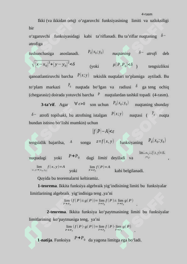 Ko‘p o‘zgaruvchili funksiyaning limiti, uzluksizligi 7