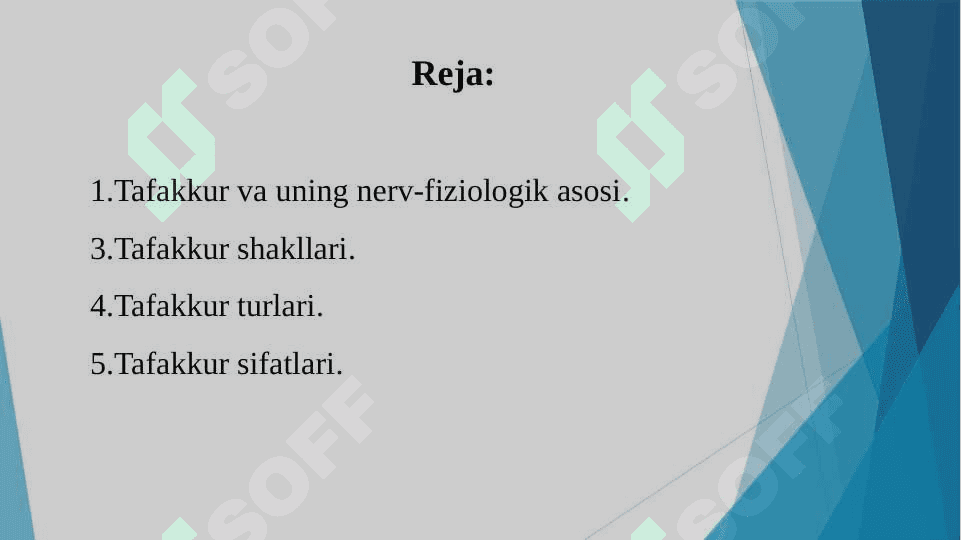Tafakkur turlari va shakllari. 2