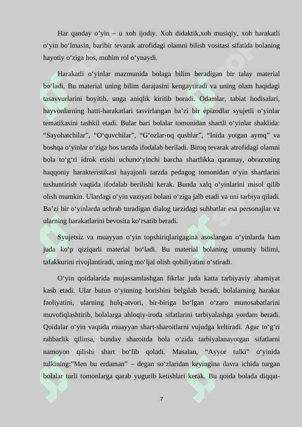 O'YIN VOSITASIDA FIDOYILIK TARBIYASI 7