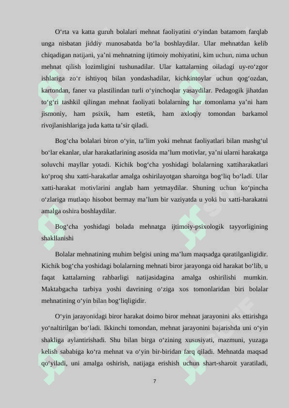 MAKTABGACHA YOSHDAGI BOLALARNI MEXNAT TARBIYASI 7