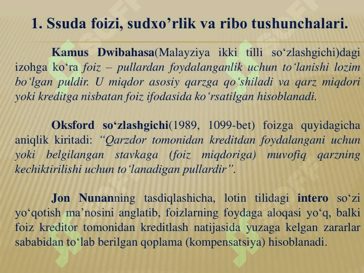 Ssuda foizi, sudxo’rlik va ribo 2
