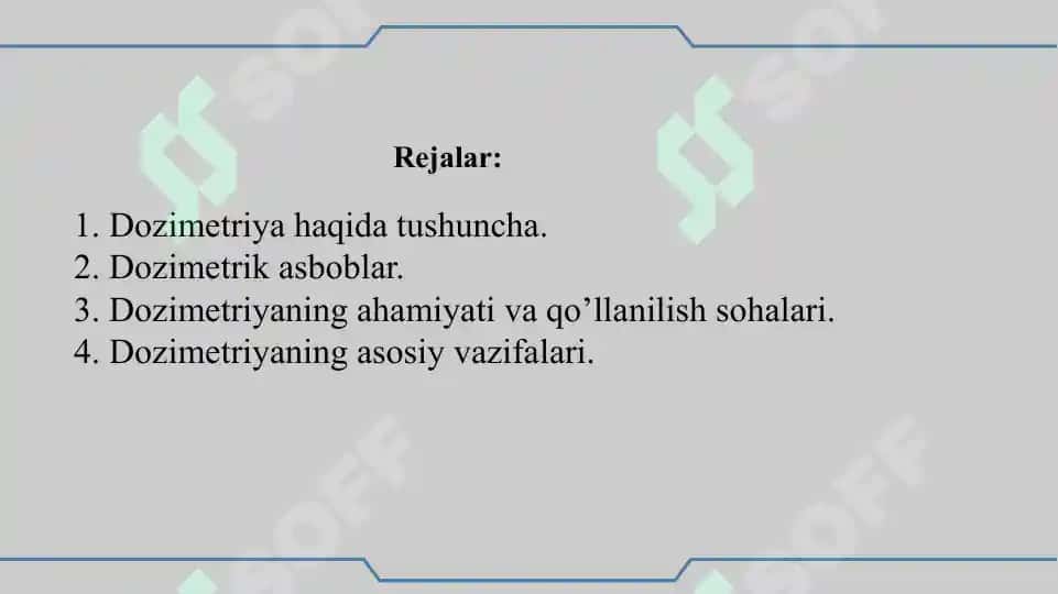 Dozimetriyaning asosiy tushunchalari 2