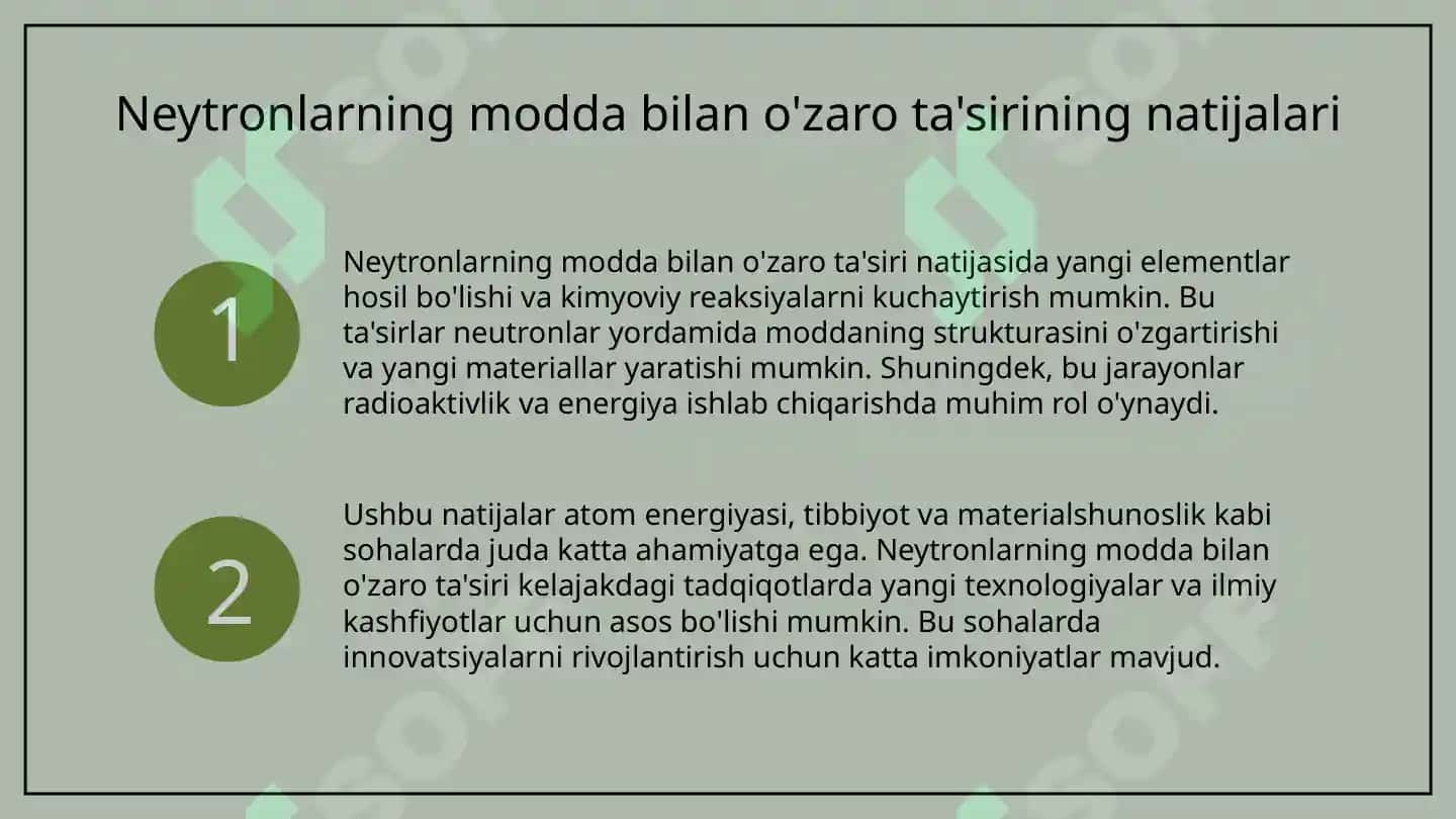 Neytronlarning modda bilan o'zaro ta'siri 6
