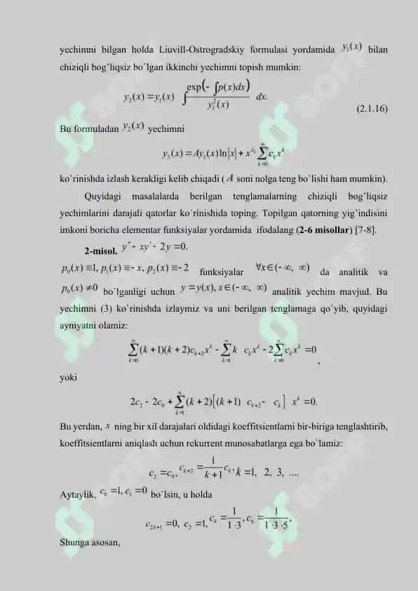 Differensial tenglama yechishni qatorga yoyish 6