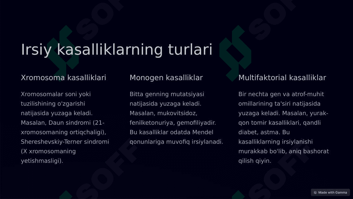 Irsiyat va irsiy kasalliklar 4
