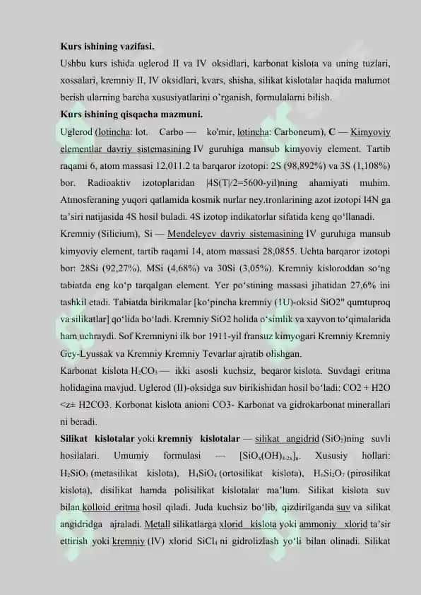 Kimyoviy Elementlar Kurs ishi 2