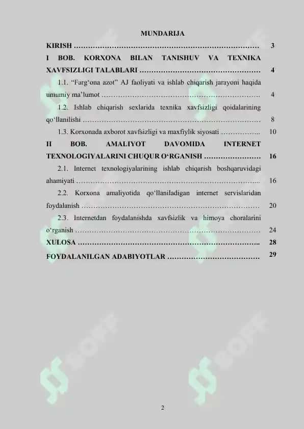 “Farg'onaazot” AJ amaliyot hisoboti 2