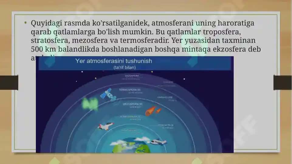 Atmosfera qavatlariga ta'rif 2