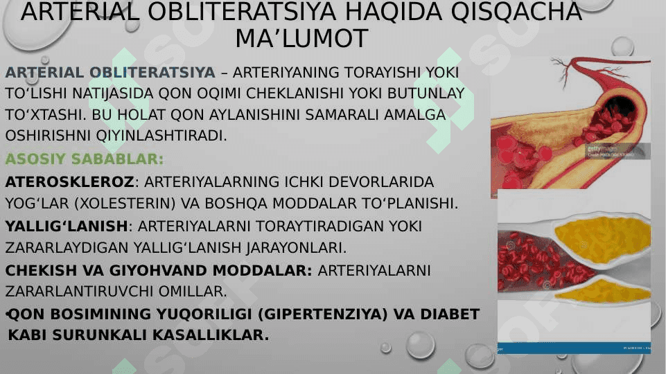 ARTERIAL QON TOMIRLARINING SURUNKALI OBLITERASIYASINING ZAMONAVIY DAVOLASH USULLARI 2
