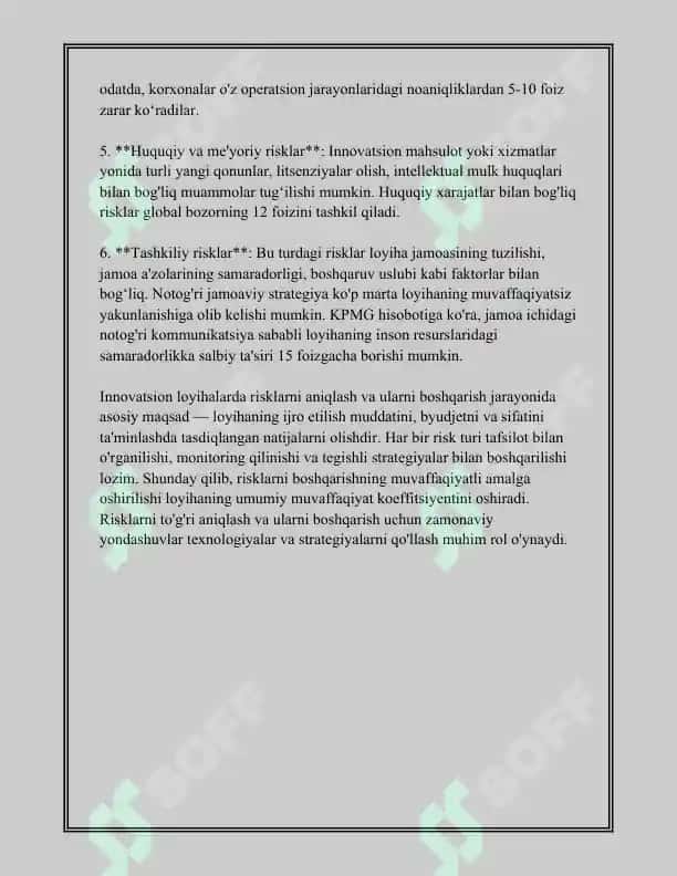 Innovatsion loyihalar risklarini baxolashning asosiy usullari 4