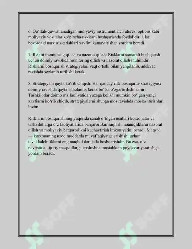Innovatsion loyihalar risklarini baxolashning asosiy usullari 6
