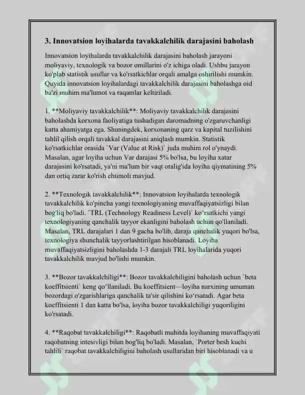 Innovatsion loyihalar risklarini baxolashning asosiy usullari 7