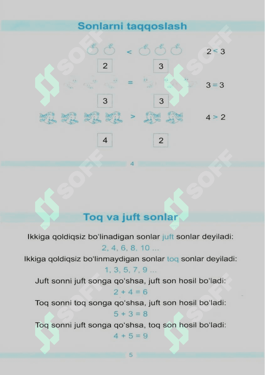 Matematik qoidalar 1-4 sinf 2