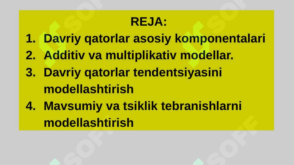 DAVRIY QATORLARDA EKONOMETRIK  MODELLSHTIRISH 2