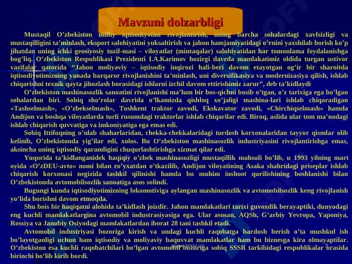 Mustaqillik yillarida avtomobilsozlik 3