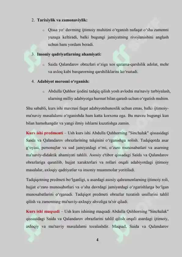 "Sinchalak" qissasida Saida va Qalandarov obrazlari talqini 4