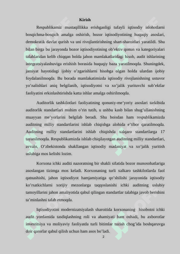 Ichki auditni tashkil etish asoslari 2