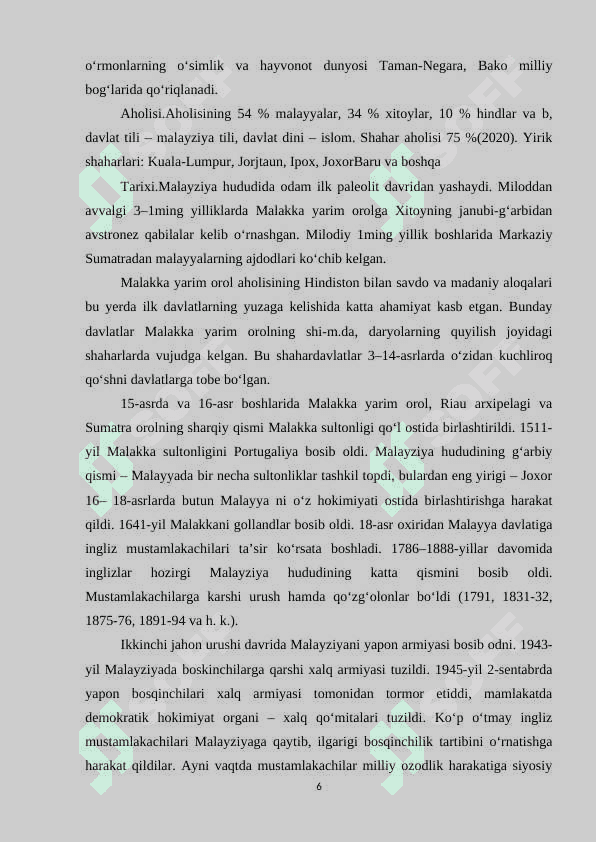 Malayziya turizmi haqida umumiy malumot. 6