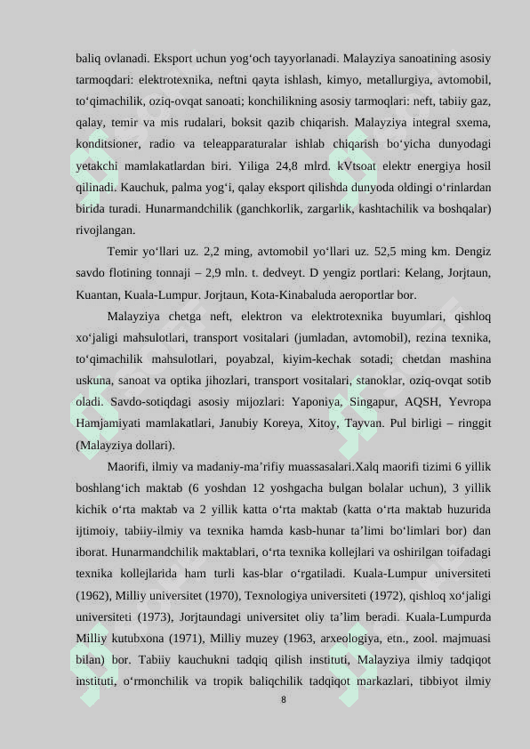 Malayziya turizmi haqida umumiy malumot. 8