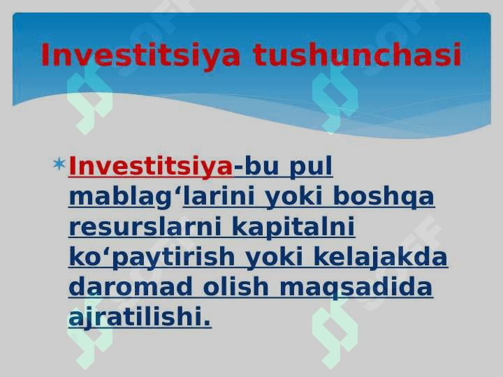 Investitsion faoliyat faniga kirish. 4