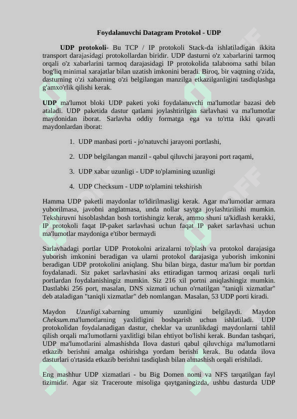 UDP protokoli asosida ma'lumotlarni uzatish xususiyatlari 3