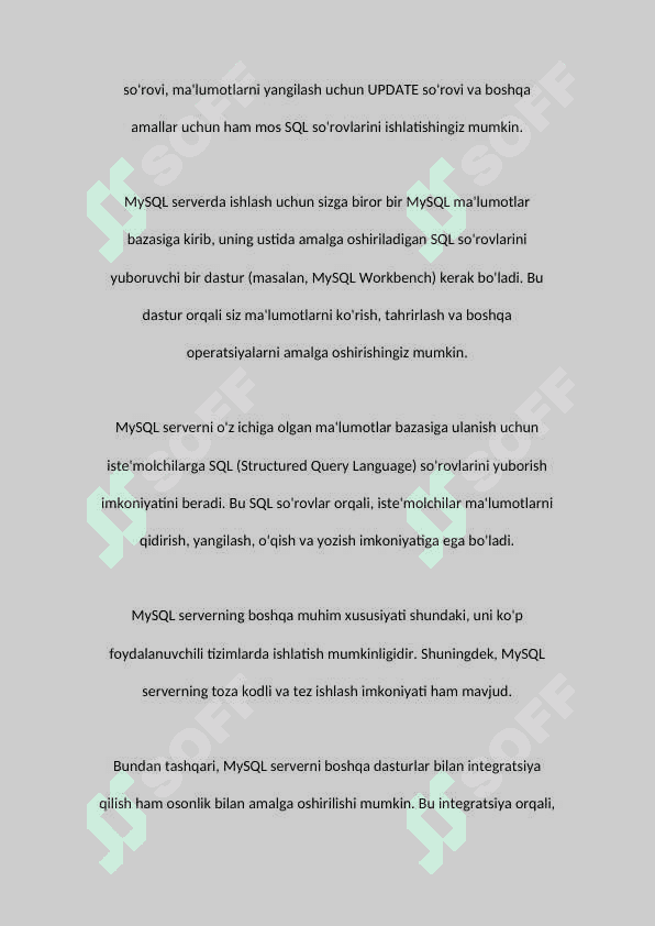 my sql open server ma'lumotlar bazasi bilan ishlash 2