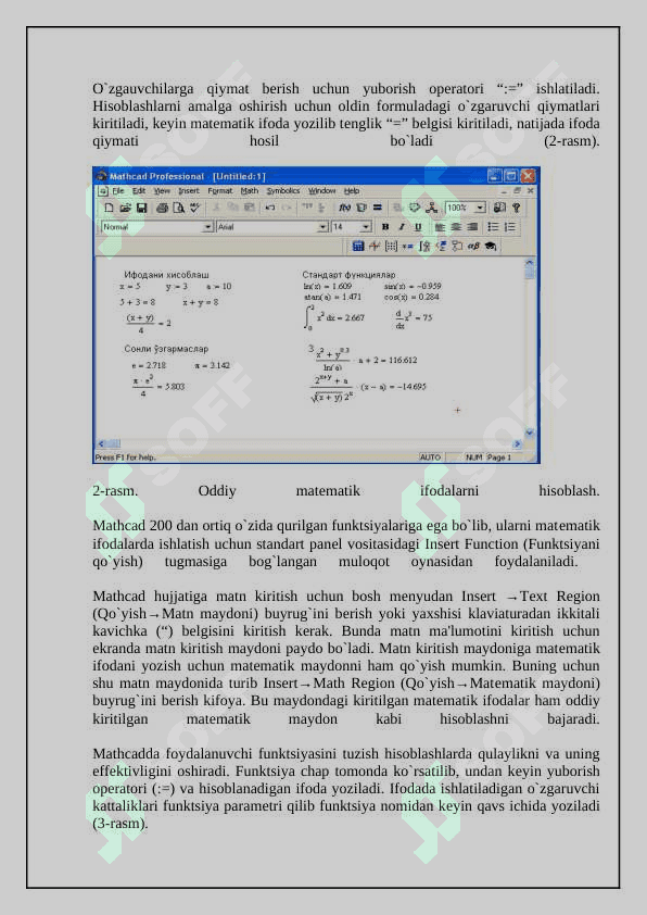 Matlab tizimida funksiyalarni yaratish va ulardan foydalanish. Matlab tizimining grafik imkoniyatlari. Matlab tizimida maxsus grafiklar bilan ishlash. Matlab tizimida funksiyalar qiymatlari jadvallarini yaratish va ularni vizuallashtirish. Matlab tizimi imkoniyatlaridan funksiyalarni to’liq tekshirishda foydalanish. Matlab tizimida tasodifiy miqdorlar taqsimot qonunlarini o’rganish. Amaliy dasturiy paketlarning qo’llanish sohalari 5