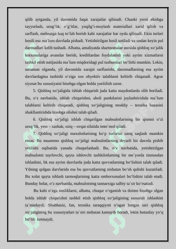 Agrosanoat majmuasining markaziy bo‘g‘ini sifatida qishloq xo‘jalik iqtisodiyoti 4