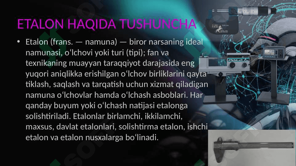 ETALONLAR VA ULARNING  KLASSIFIKATSIYASI 4