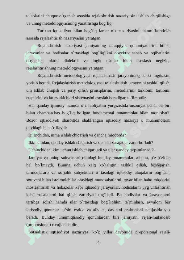 Bozor iqtisodiyoti sharoitida rejalashtirish va bashoratlash 2